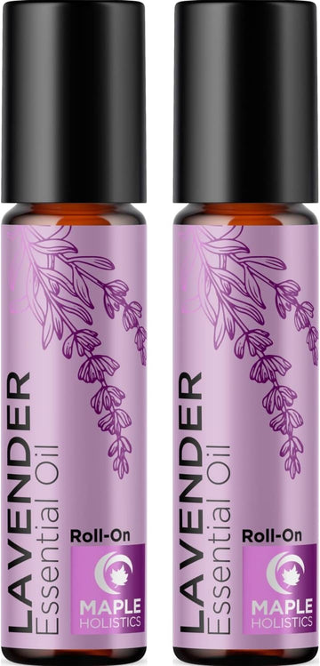 Lavender Essential Oil Roll On - Calming Aromatherapy Oil Roller For Sleep Headaches And Relaxation - Natural Pre-Diluted Sleep Oil For Nighttime Relaxation With Lavender Essential Oil For Skin 2-Pack