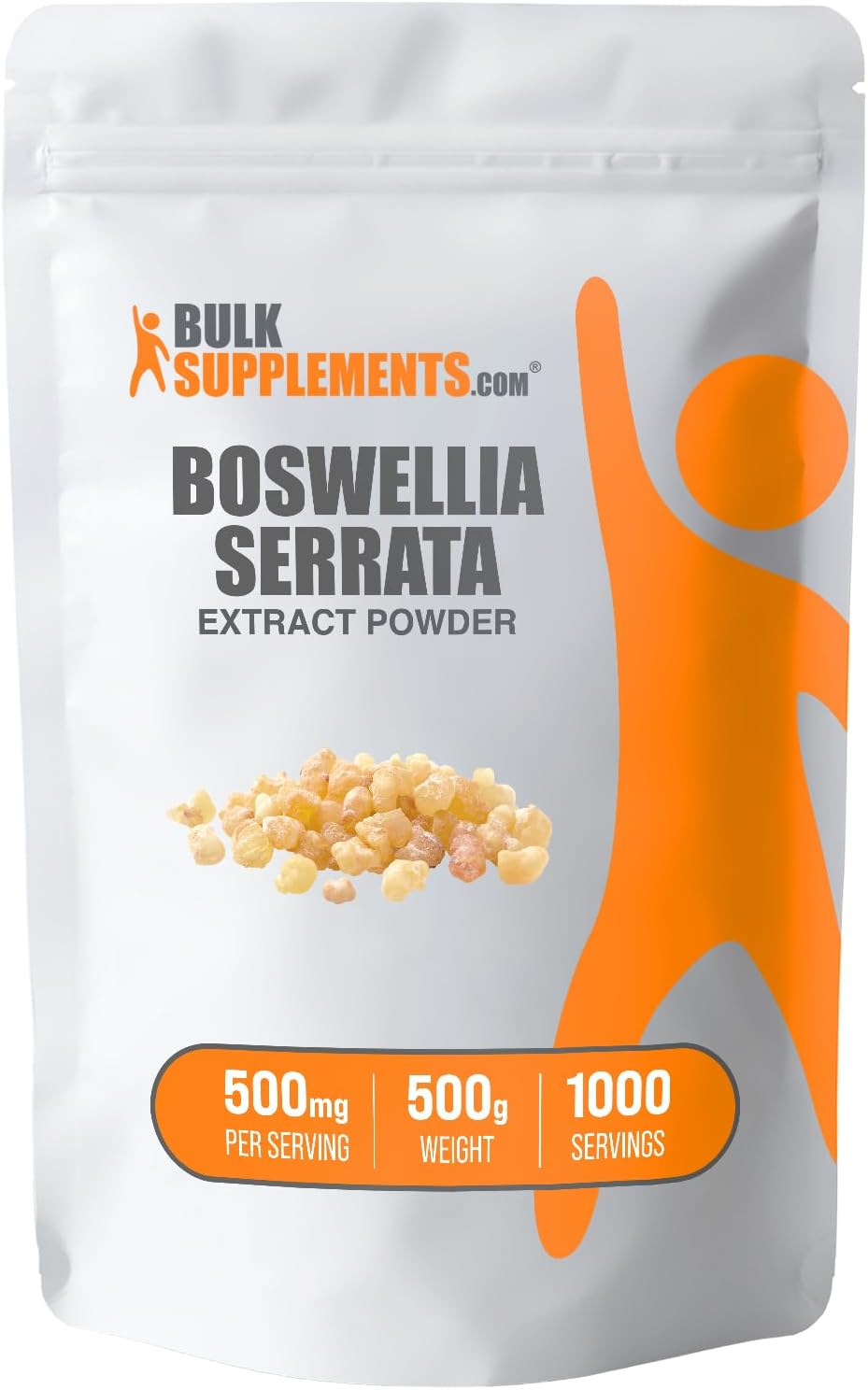 BulkSupplements.com Boswellia Serrata Extract Powder - from Frankincense Resin, Boswellia Serrata Powder - Herbal Supplement, Gluten Free, 500mg per Serving, 500g (1.1 lbs) (Pack of 1)