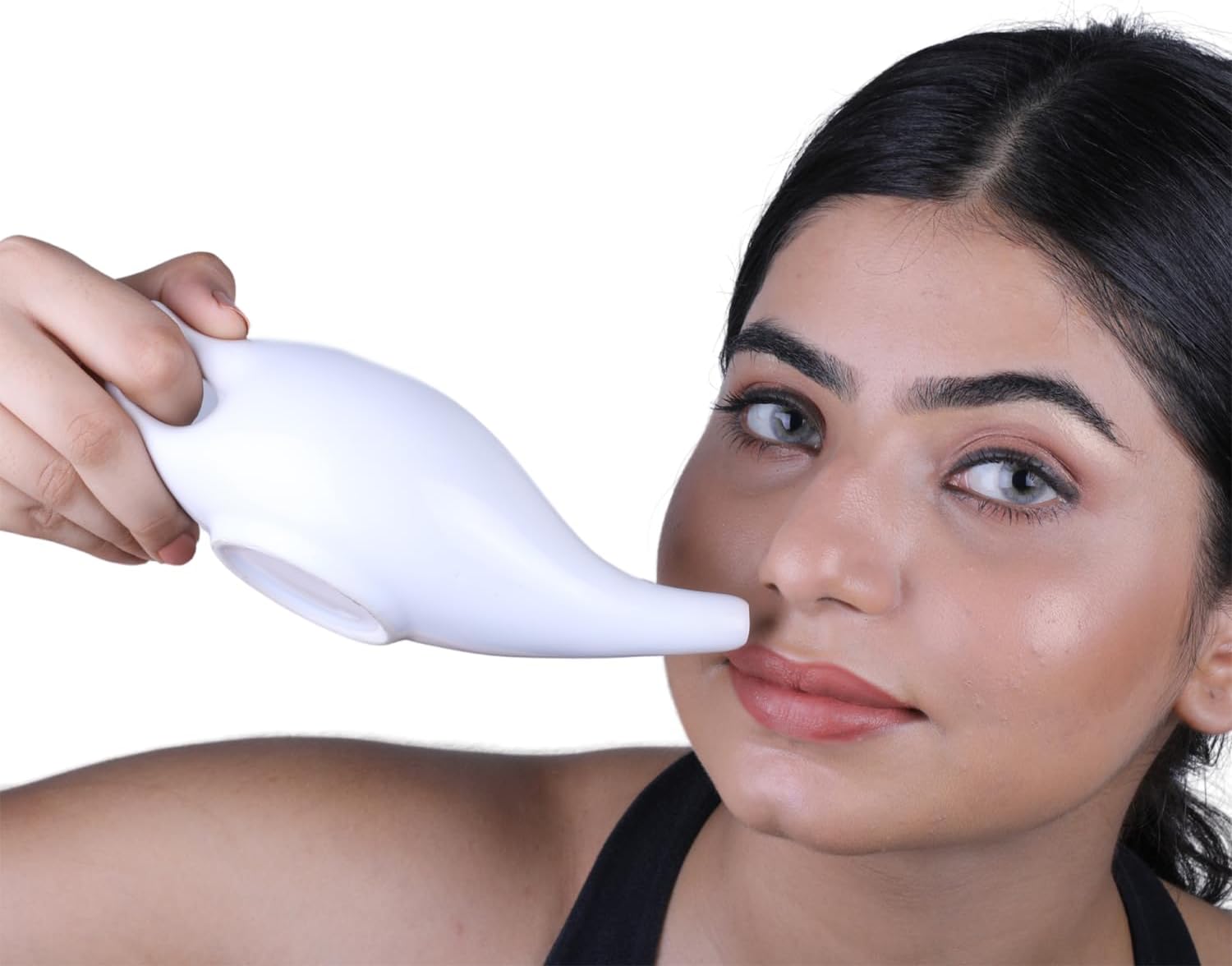 Ceramic Neti Pot 250 Ml Capacity (White) With 5 Sachets Neti Salt, A Natural Remedy For Nasal Irrigation