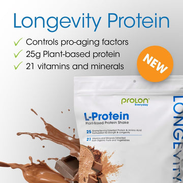 Prolon Longevity Plant Based Protein Powder | Muscle Synthesis & Repair, Healthy Aging, Boost Performance | Vitamins, Gluten Free, Amino Acids, Antioxidants | 25G Of Protein | Berry, 24 Packets
