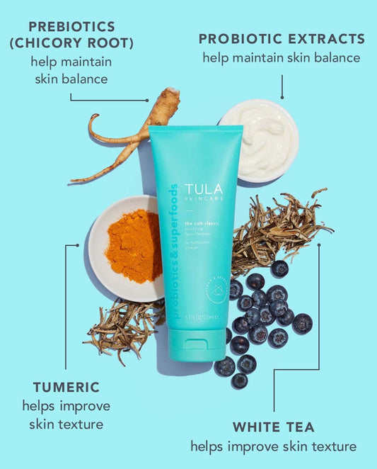 Tula Skin Care The Cult Classic Purifying Face Cleanser - Gentle And Effective Face Wash, Makeup Remover, Nourishing And Hydrating, 4.2 Oz