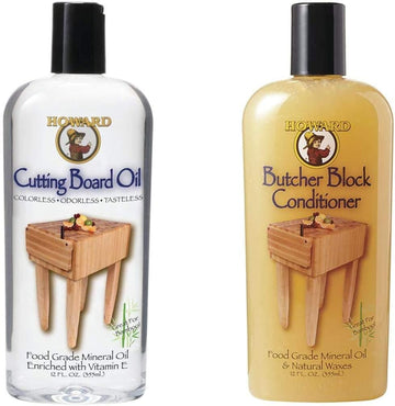 HOWARD Butcher Block Conditioner and Cutting Board Oil, Food Grade Conditioner and Oil, Great for Wooden Bowls and Utensils, Re hydrate your Cutting Blocks, 12 Fl Oz (Pack of 1) : Health & Household