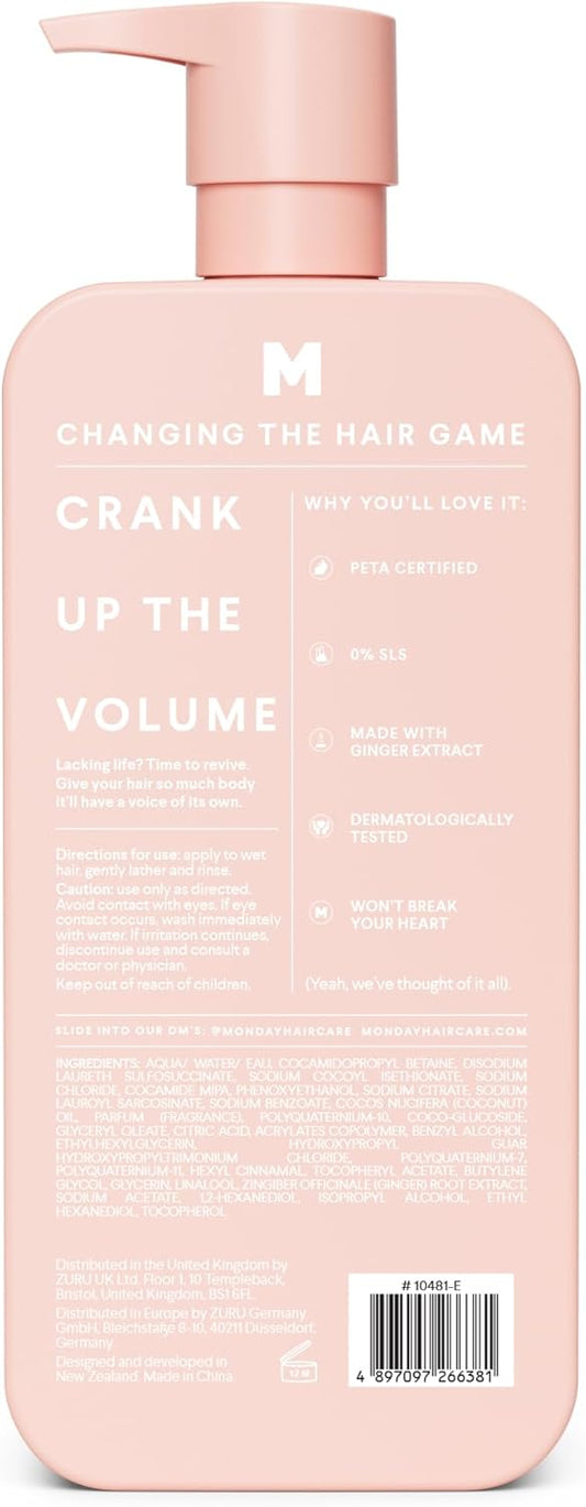 Monday Haircare Haircare Volume Shampoo 800Ml | Cruelty-Free, Sls & Paraben Free | Dermatologically Tested | For Thin And Oily Hair, With Coconut Oil To Hydrate