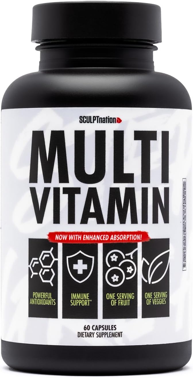 Sculpt Nation By V Shred Multivitamin - Daily Multivitamin For Women And Men With Zinc, Vitamin C, And Copper, Nutritional Support With One Serving Of Fruit And Veggies - 60 Capsules