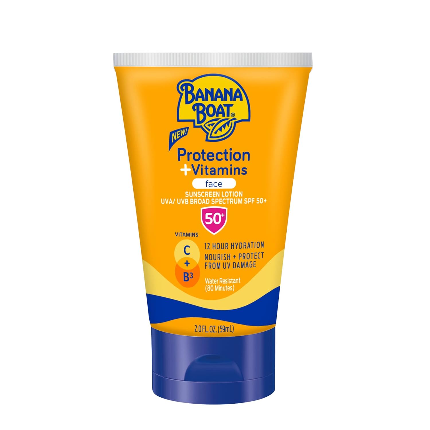 Banana Boat Protection + Vitamins Sunscreen for Face SPF 50 | Travel Size Sunscreen with Vitamin C & Niacinamide for Face | Banana Boat Fragrance-Free Face Sunscreen with Niacinamide, 2 oz