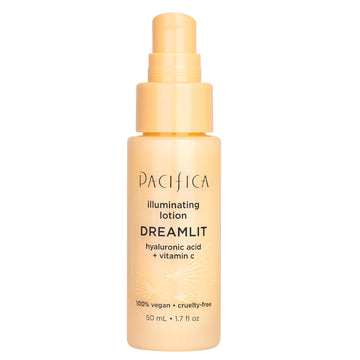 Pacifica Beauty Dreamlit Illuminating Lotion, Skincare, Hyaluronic Acid, Vitamin C, Brightening, Hydrating, Plumping, Dewy Skin, For Dry, Combination Skin, Face Moisturizer, Vegan, 1.7 Fl Oz (1 Count)