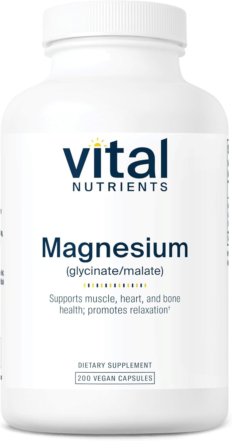 Vital Nutrients Magnesium Glycinate + Malate | 120Mg Vegan Magnesium Supplement For Women And Men | Muscle, Heart, Bone Support* | Promotes Relaxation | Gluten, Dairy And Soy Free | 200 Capsules