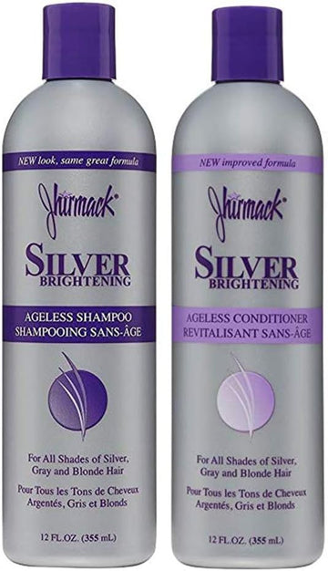 Jhirmack Silver Brightening Purple Shampoo And Conditioner Set For All Types Of Silver, Grey, And Blonde Hair