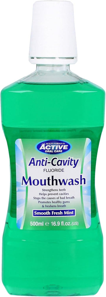 Beauty Formulas Active MOUTHWASH Fresh Mint & Fluoride 500ML, White