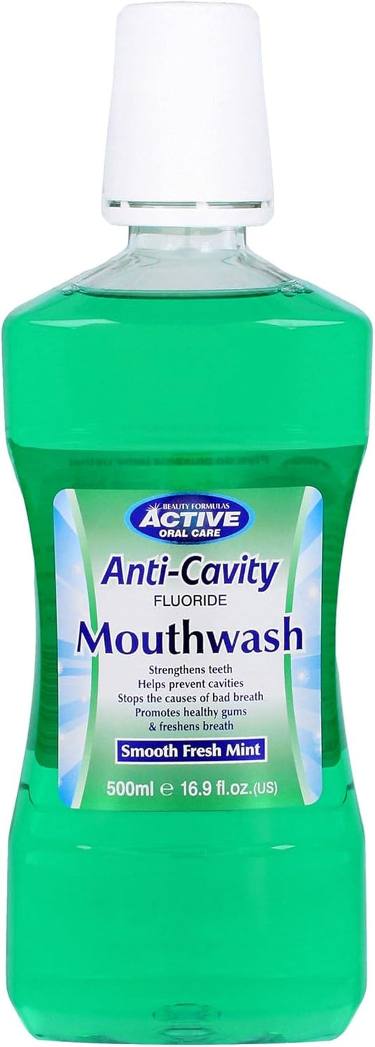 Beauty Formulas Active MOUTHWASH Fresh Mint & Fluoride 500ML, White