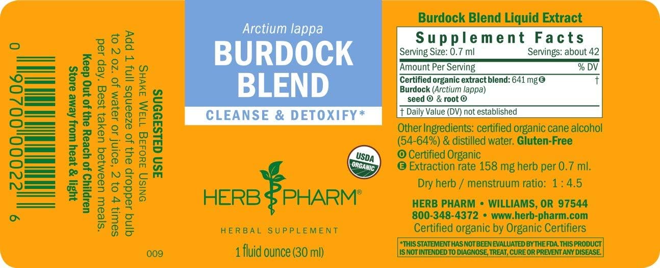 Herb Pharm Burdock Blend Liquid Extract to Support Cleansing & Detoxifying - 1 Ounce (DBURD01) : Health & Household