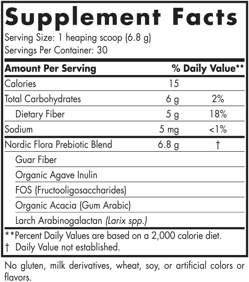 Nordic Naturals Nordic ora Prebiotic Powder, 204 Grams - Unavored Prebiotic Powder - 30 Servings