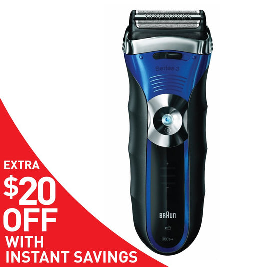 Braun 3 Series 380S-4 Wet And Dry Shaver, Blue/Silver