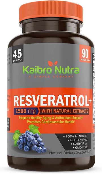Resveratrol 1500Mg Per Serving Of Organic Trans-Resveratrol & Potent Antioxidants, Pure Extra Strength Complex, Anti-Aging, Radiant Skin And Immunity Support- 45 Day Supply