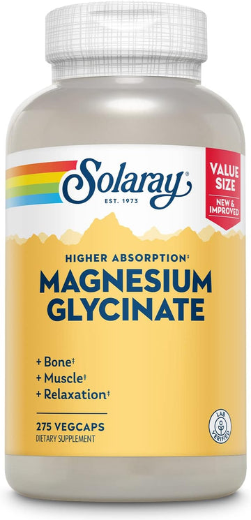 Solaray Magnesium Glycinate 400 Mg | Healthy Relaxation, Bone & Cardiovascular Support | 68 Servings | 275 Count Vegcaps