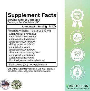 Probio10 - Proprietary Probiotic & Prebiotic Formula Supplement - 10 Beneficial Strains Support Digestion, Immune Function, Mood, And Healthy Gut Microbiome - 60 Acid-Resistant Capsules