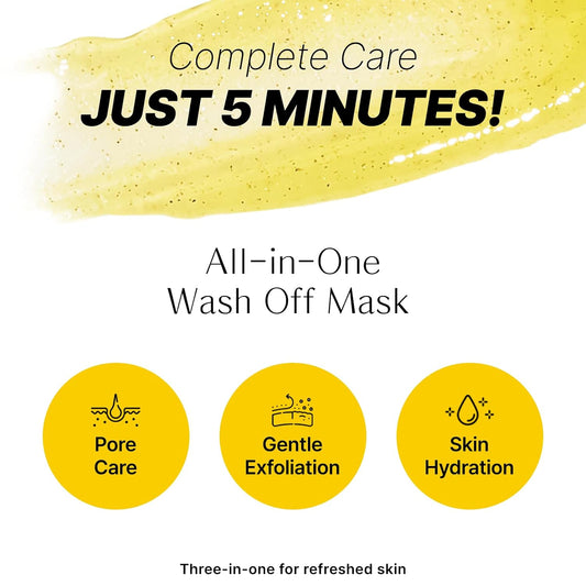 Lemon Honey Face Mask Scrub Wash Off Pack - All In One Skincare, Pore Cleansing Exfoliator, Korean Skin Care For Men And Women, Exfoliating, Hydrating & Nourishing, 3.52 Fl.Oz/100G