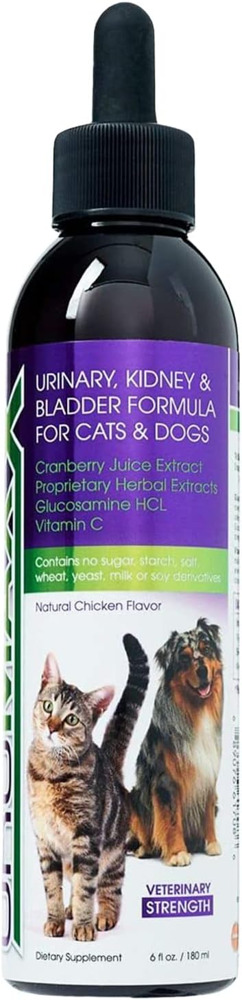 Cat & Dog Urinary Tract Treatment, Bladder & Kidney Support for Dogs and Cats, Powerful Yet Gentle Pet Care, with Liquid Cranberry & Glucosamine, Chicken Flavor, 6 oz Bottle, 1 Pack