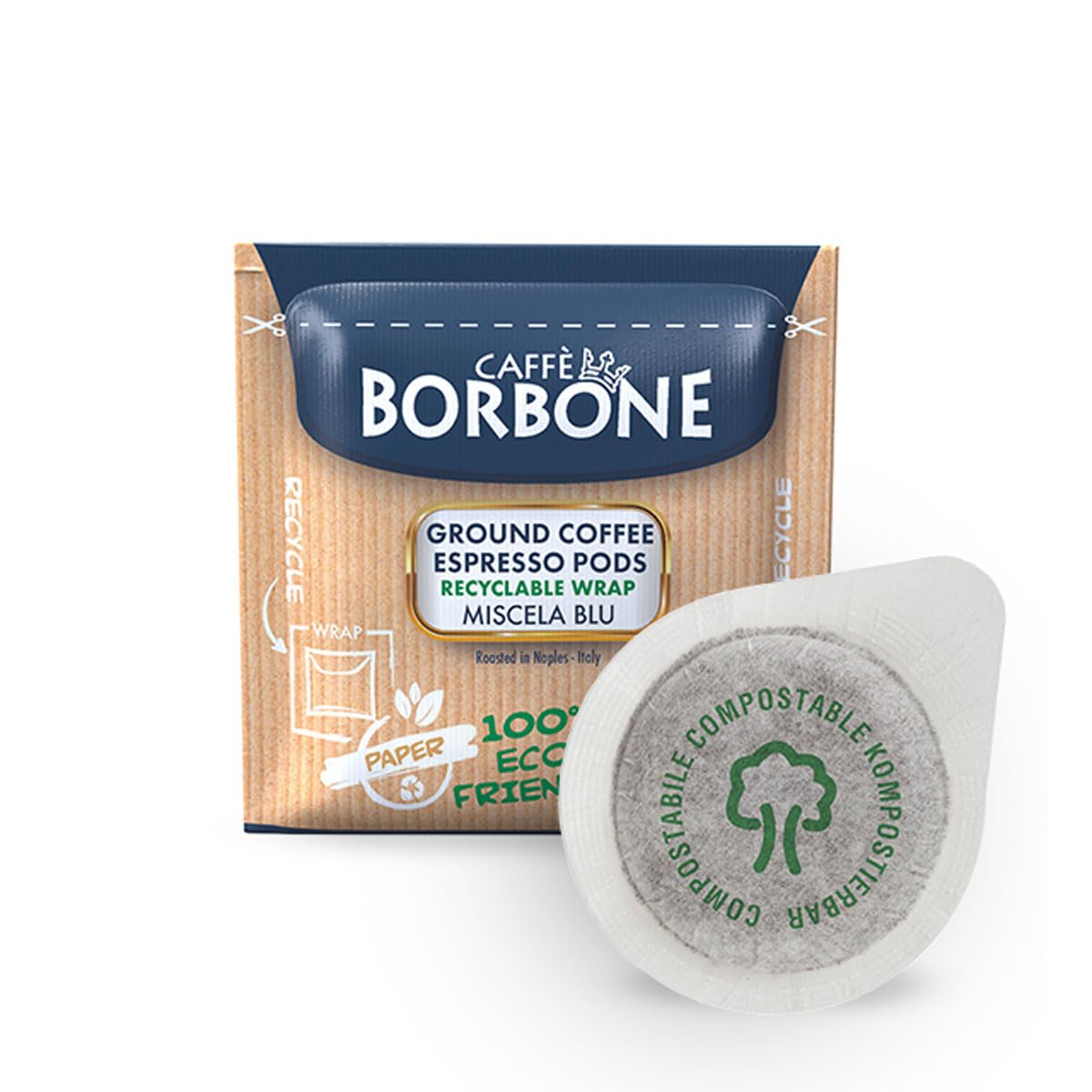 Caffe Borbone Espresso Paper Pods, Blue Blend, Medium Roast - 150 Count