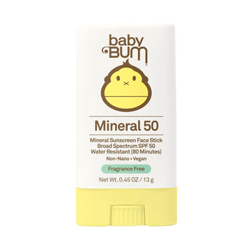 Sun Bum Baby Bum Mineral Spf 50 Sunscreen Stick - Hawaii 104 Act Compliant (Without Octinoxate & Oxybenzone) - Uva/Uvb Face And Body Protection - Unscented For Sensitive Skin - Travel Size 0.45 Oz