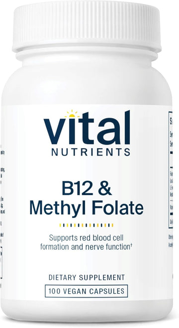 Vital Nutrients Vitamin B12 & Methyl Folate | Vegan Methylated Folate And B12 Supplement | Supports Nervous System & Metabolism* | High-Potency B12 Vitamins * | Gluten, Dairy, Soy Free | 100 Capsules