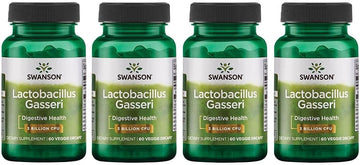 Swanson Lactobacillus Gasseri - Probiotic Supplement Supporting Digestive Health With 3 Billion Cfu - Design-Release Satiety & Fat Metabolism Support - (60 Veggie Capsules) 4 Bottles