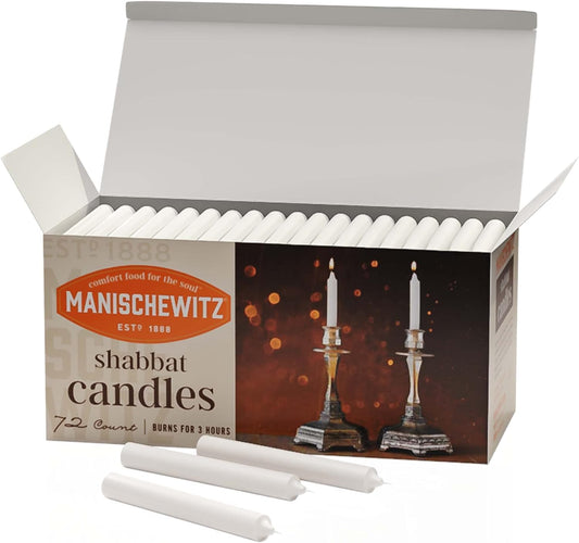 Manischewitz Shabbat Candles 72 Count | Burns for 3 Hours, Fits Standard Candlestick Holders, Perfect for Shabbos and Holidays : Home & Kitchen