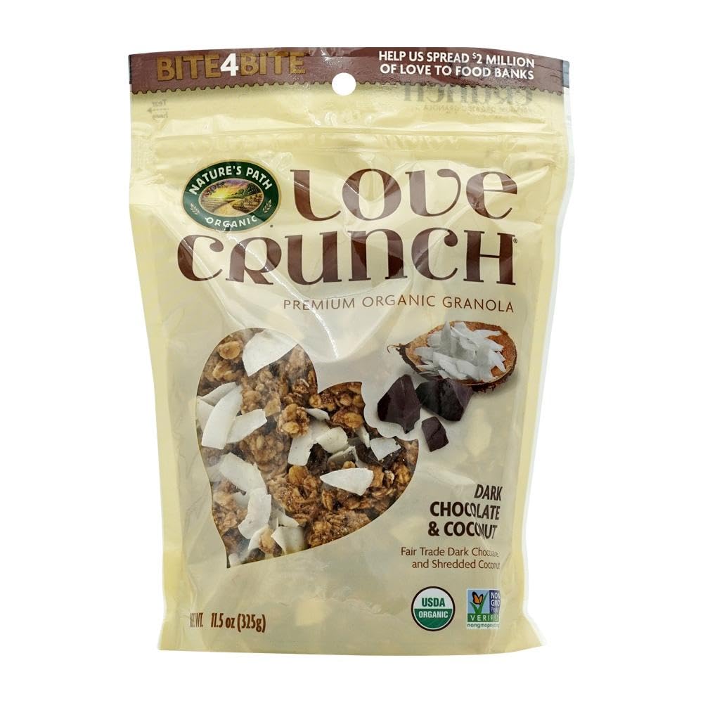 Love Crunch Organic Granola, Dark Chocolate Macaroon, 11.5 Oz , Non GMO, Fairtrade, by Nature's Path