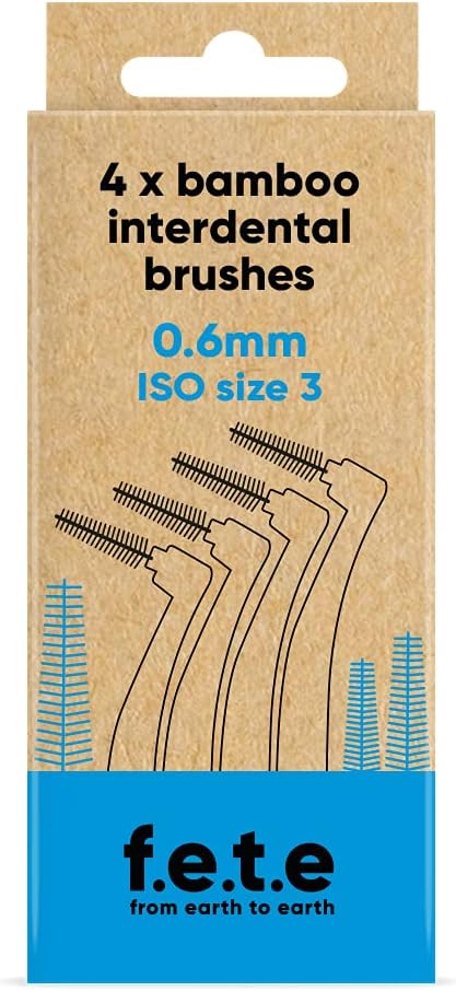 F.E.T.E | Blue Iso Size 3-0.60Mm Bamboo Interdental Brushes | Biodegradable & Compostable Handle | Recyclable Soft Bristles | Sustainable | Vegan