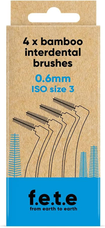 F.E.T.E | Blue Iso Size 3-0.60Mm Bamboo Interdental Brushes | Biodegradable & Compostable Handle | Recyclable Soft Bristles | Sustainable | Vegan