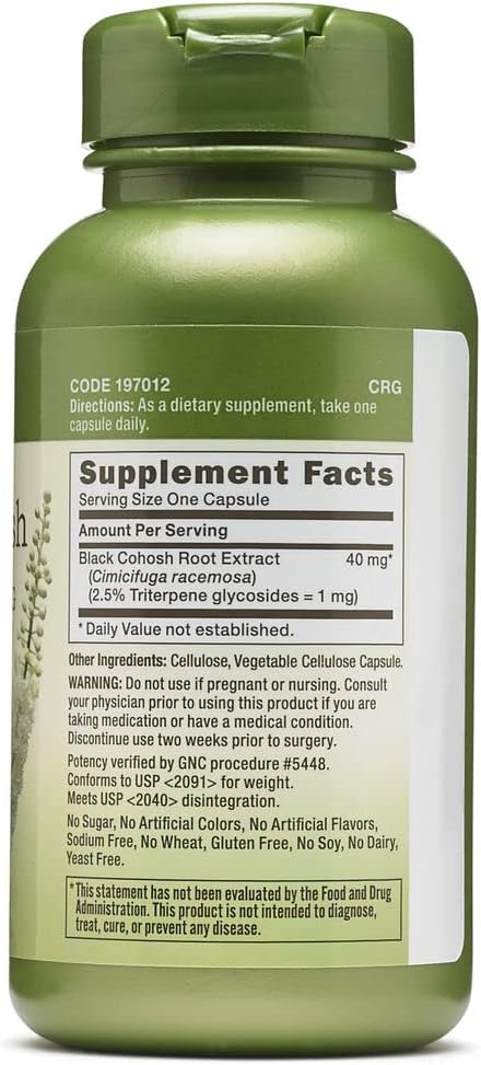 Gnc Herbal Plus Black Cohosh Extract 40Mg - 100 Capsules (100 Servings)