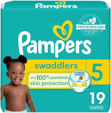 Pampers Swaddlers Diapers - Size 5, 19 Count, Ultra Soft Disposable Baby Diapers