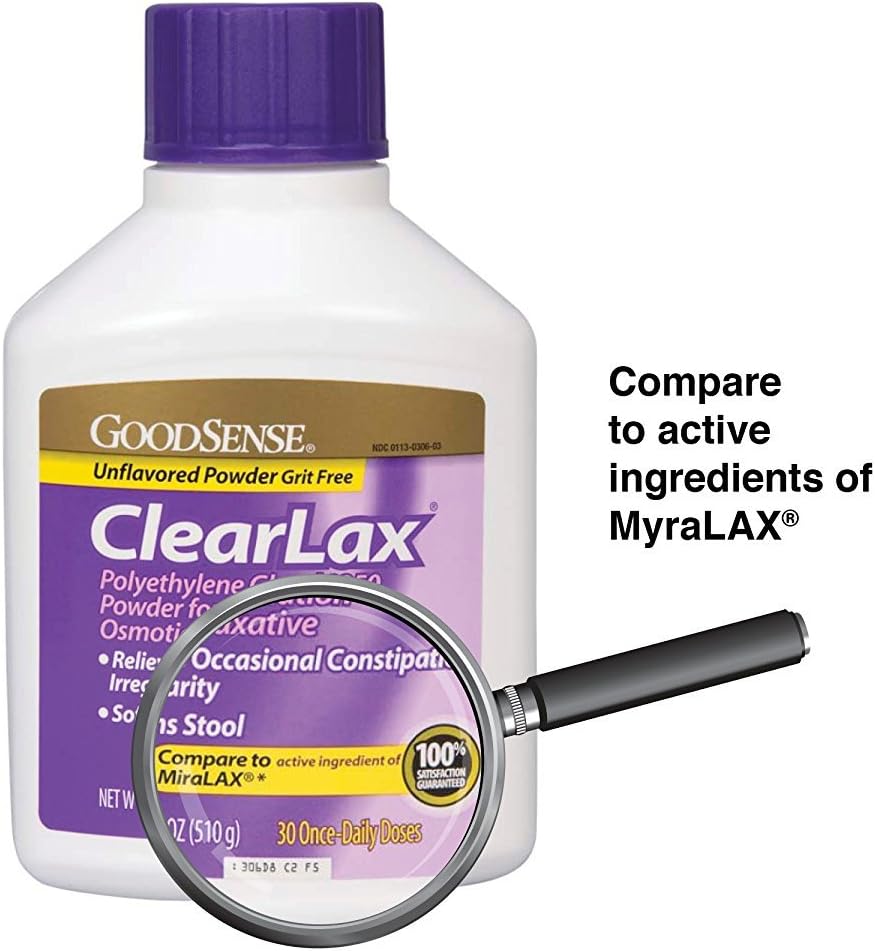 Goodsense Clearlax, Polyethylene Glycol 3350 Powder For Solution, Osmotic Laxative, 17.9 Ounce : Health & Household