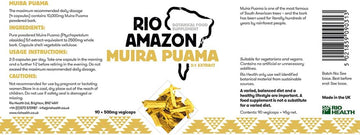 Rio Amazon 500 Mg Muira Puama 5:1 Extract Vegetable Capsules - Pack Of 90