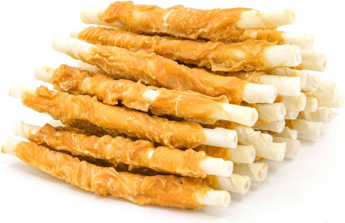 Jungle Calling Dog Treats, Chicken Wrapped Rawhide Sticks For Dogs, Grain-Free Natural Small Dogs Training Treats, Pet Chew Snacks,10.6 Oz