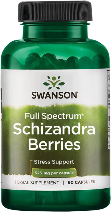 Swanson Full Spectrum Schizandra Berries - Herbal Supplement Promoting Stress Support & Liver Health - Helps Easy Body and Mind w/Natural Ingredients - (90 Capsules, 525mg Each)