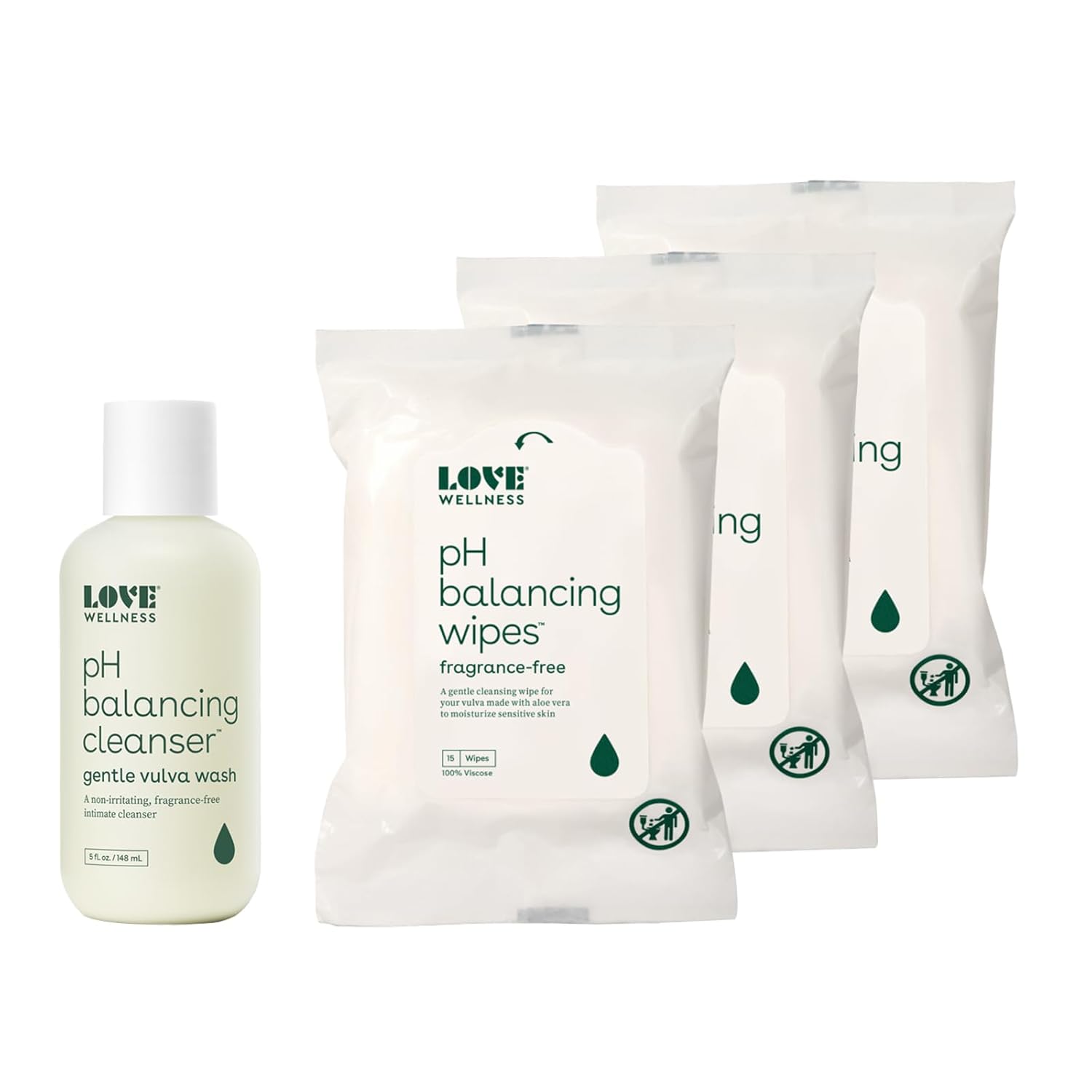 Love Wellness Feminine Wash & Ph Balancing Wipes Bundle | Include Ph Balancing Cleanser, Ph Balancing Wipes For Women, Maintaining The Health Of Women'S Private Parts