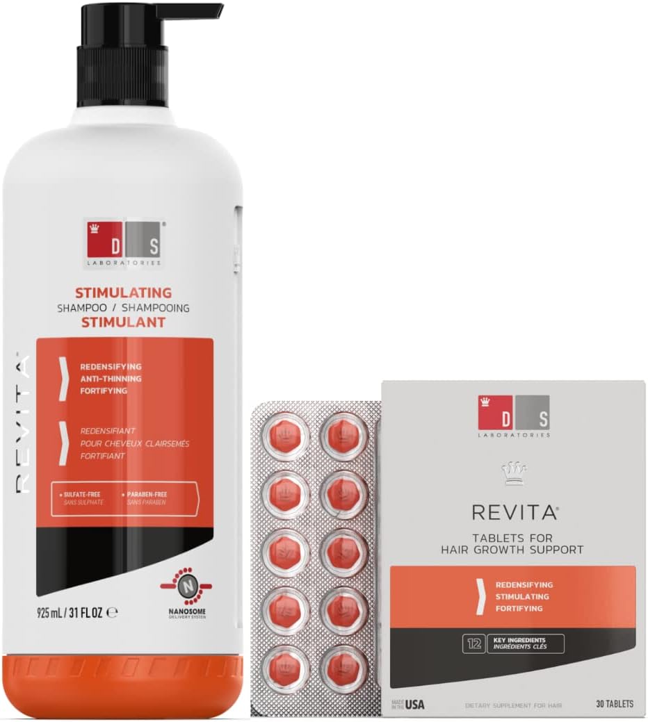 Ds Laboratories Revita Shampoo & Vitamin Tablets, For Thicker Hair Growth, Dht Blocker & Biotin, Hair Thickening Products For Men & Women