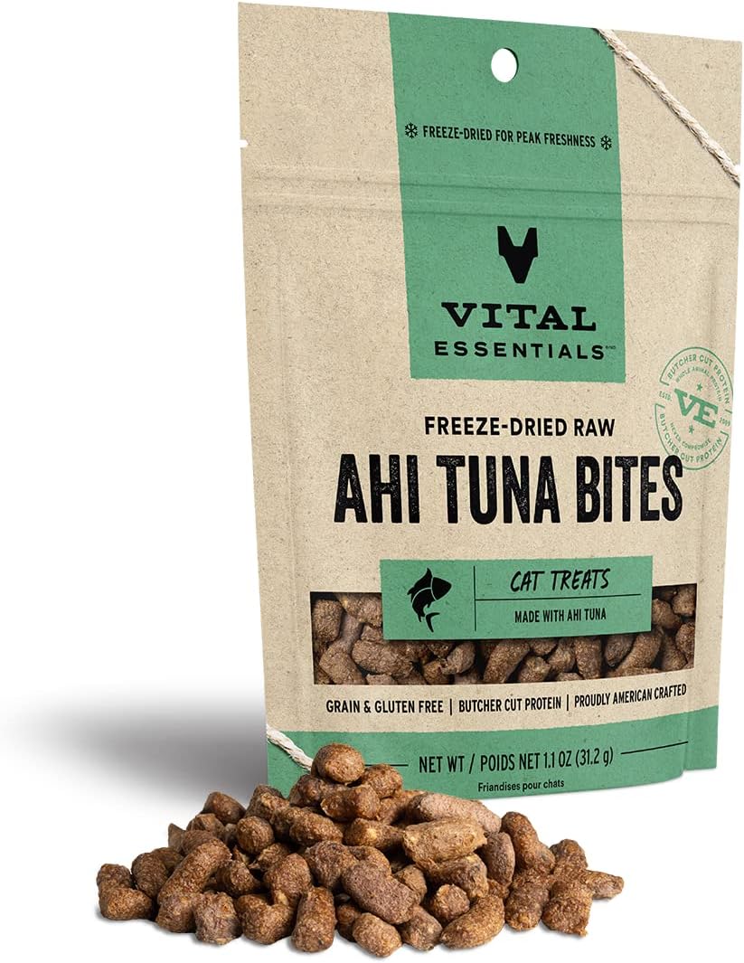 Vital Essentials Freeze Dried Raw Cat Treats, Ahi Tuna Bites, 1.1 Oz