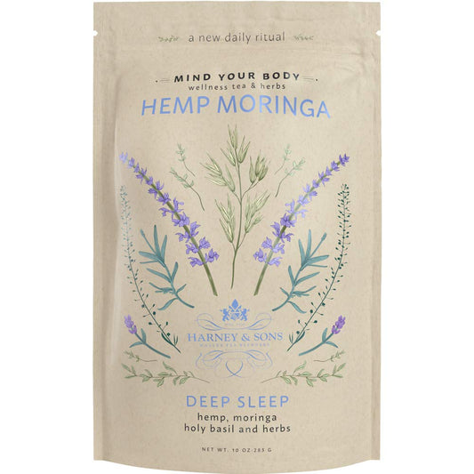 Harney & Sons Hemp Moringa | Deep Sleep Wellness Blend With Hemp, Moringa, Holy Basil & Herbs, 10 Oz Bag