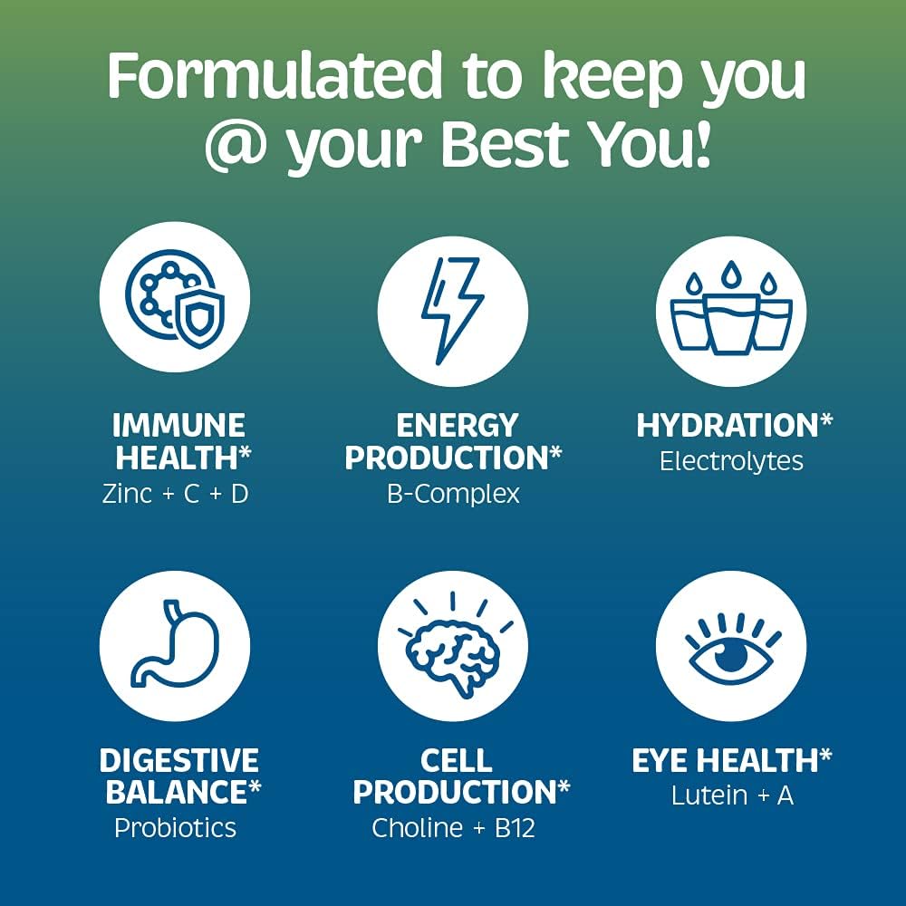 Root'd Multivitamin Powder for Men - 24 Vitamins & Minerals with 3X Electrolytes, 9 Organic Superfoods, Probiotics & Enzymes, Sugar-Free Multivitamin & Hydration | 24 Vitamin Drink Mix Packets : Health & Household