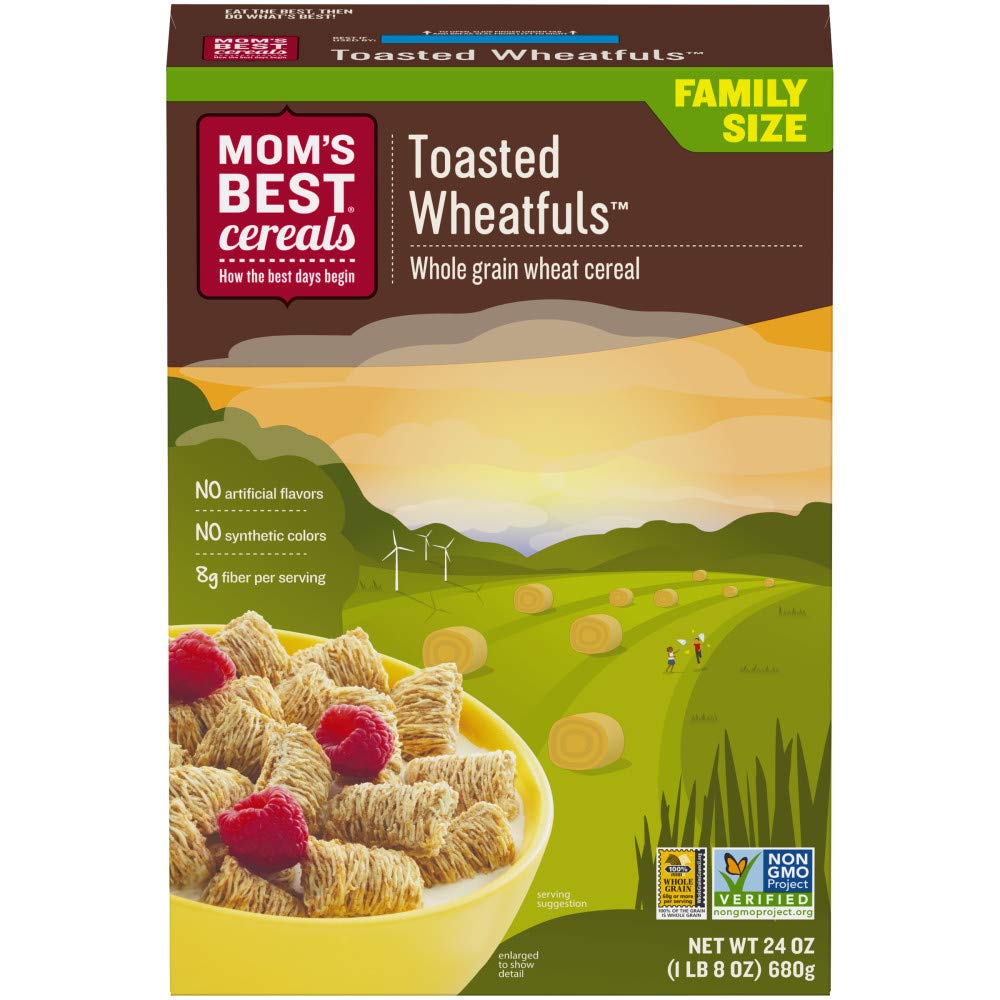 Mom's Best Toasted Wheatfuls Cereal, No High Fructose Corn Syrup, 23 Ounces (Pack Of 12)