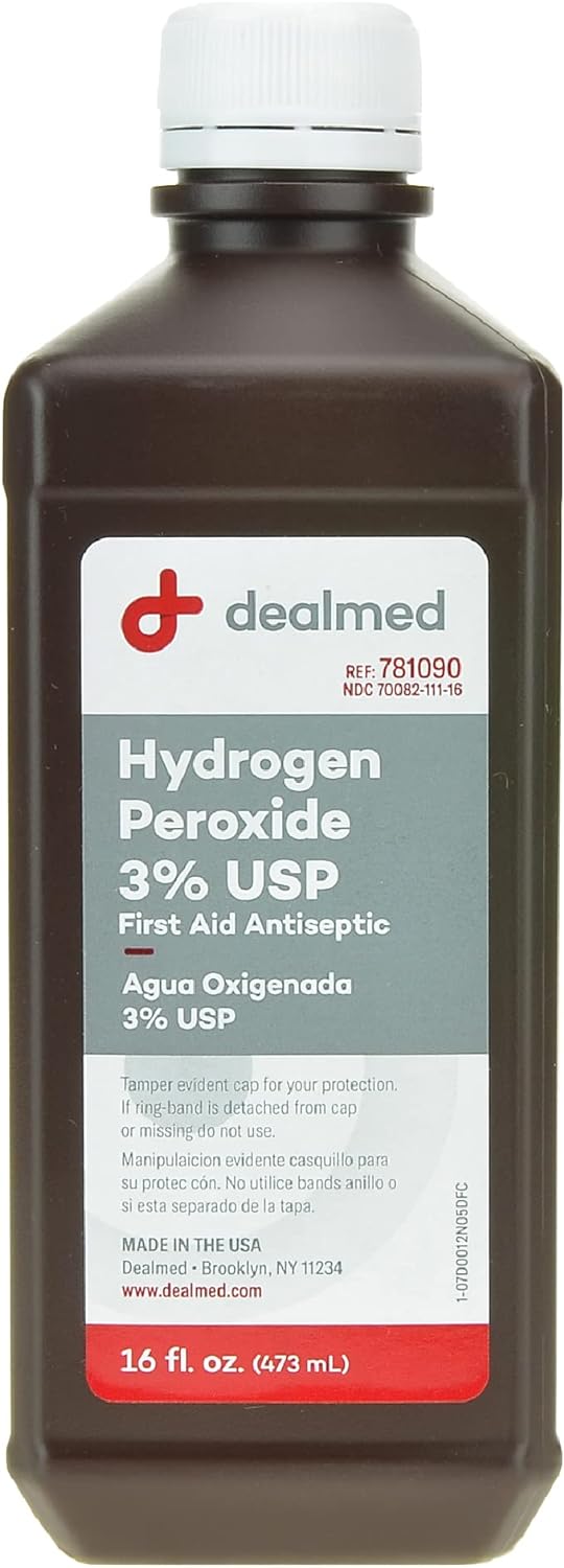 Dealmed Hydrogen Peroxide 3% Usp – 16 Fl. Oz. Usa Made Hydrogen Peroxide Cleaner, Hydrogen Peroxide 3 Percent First Aid Cleaner, Hydrogen Peroxide Solution For First Aid Kit And Medical Facilities