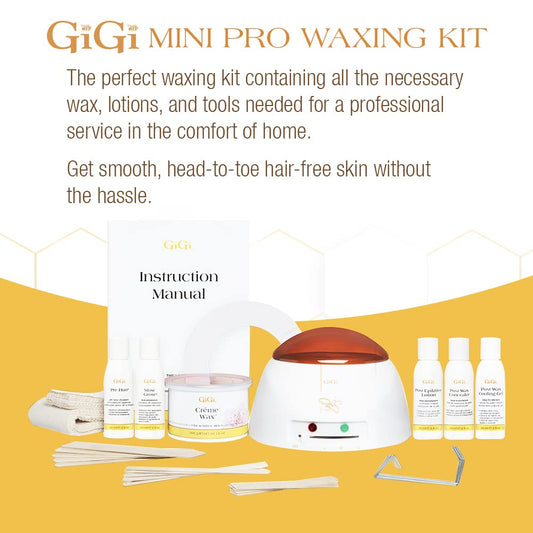 Gigi Mini Pro Hair Removal Waxing Kit, Salon-Quality Waxing Essentials For Professional And At-Home Use, Portable And Convenient, For All Skin & Hair Types