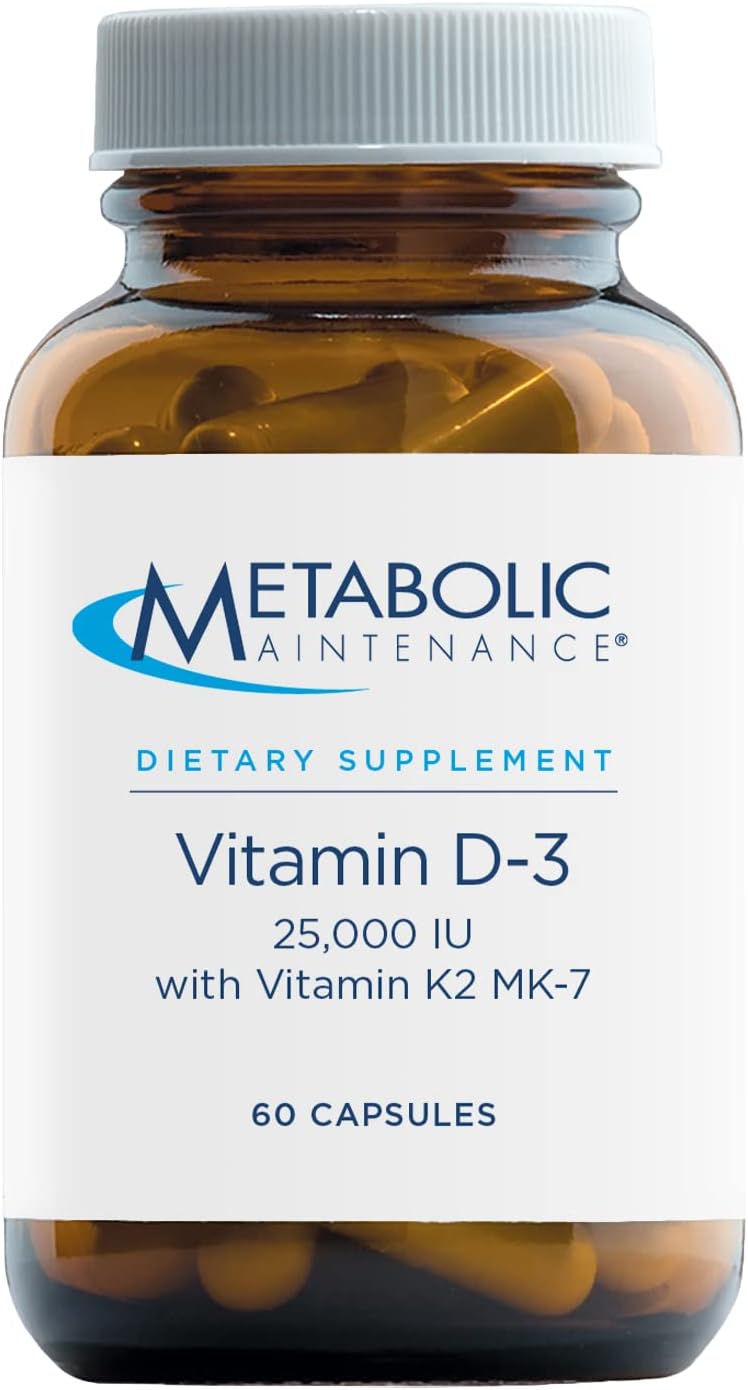 Metabolic Maintenance Vitamin D-3, 25,000 IU - Vitamin D Supplement with Vitamin K2 to Support Bone Health & Density - Contains Vitamin K2 MK-7 (60 Capsules)