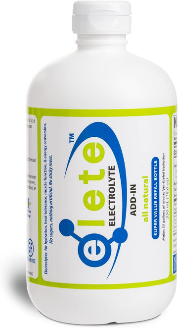 Elete Electrolyte Add-In Hydration Drops | Sodium, Magnesium, Potassium & Trace Minerals | Unflavored, All Natural | Leg And Muscle Cramp Relief | Transform Any Drink Into A Sports Drink, 18.6Oz