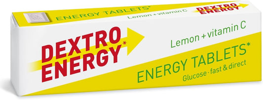 Dextro Energy Lemon Tablets Fast Acting Carbohydrates For A Quick Burst Of Glucose With Vitamin C For Reduction Of Tiredness And Fatigue Vegan 47G (Pack Of 24)
