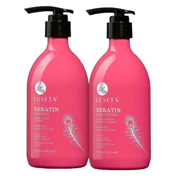 Luseta Biotin Shampoo And Conditioner Set With Argan Oil For Damaged Hair Repair, Growth And Thickening - Full Size And Travel Size (2X16.9 Oz + 2X1.01 Oz)