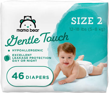 Mama Bear Gentle Touch Diapers, Hypoallergenic, Size 2, White, 46 Count