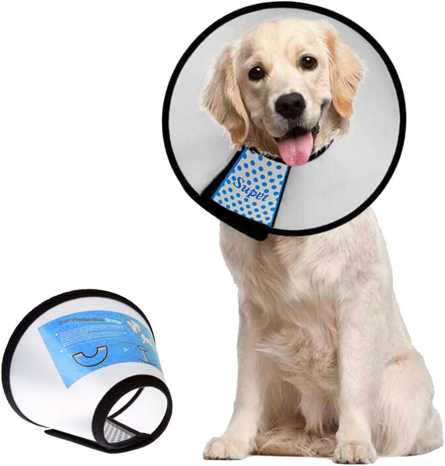 Supet Dog Cone Collar Adjustable After Surgery, Comfy Pet Recovery Collar & Cone for Large Medium Small Dogs, Elizabethan Dog Neck Collar Plastic Practical(White, L(Neck:13.5~19"))